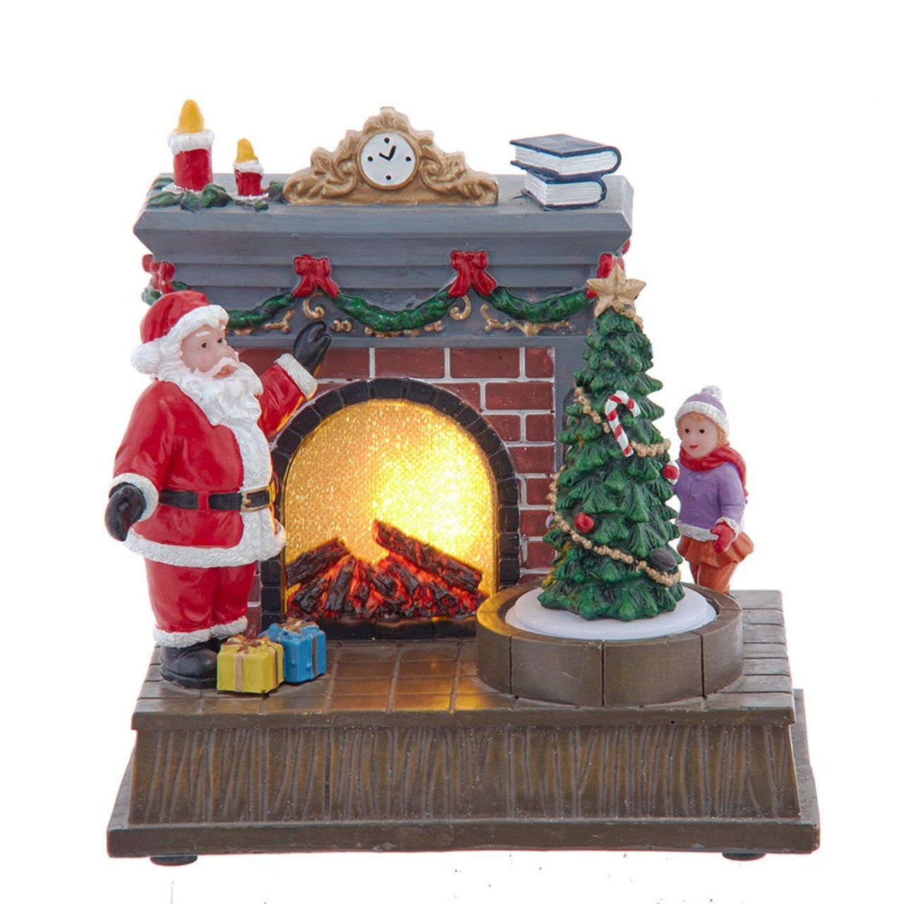 Kurt Adler Battery Operated Animated Fireplace Scene with Santa and Tree
